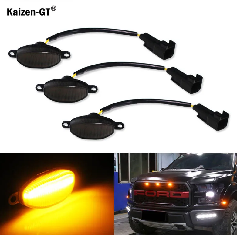 Светодиодные лампы для решетки радиатора Ford Raptor 2010 2014 и 2017 up 3 шт.|Сигнальная