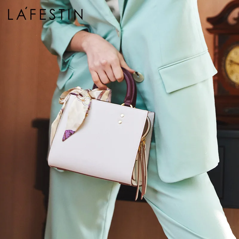 

LA FESTIN Bag female 2019 new split leather Luxury designer bag fashion shoulder Messenger bag simple handbag