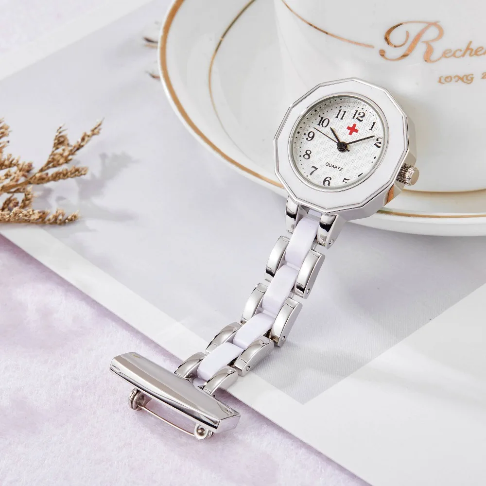 Модные женские медсестра Fob часы элегантный Винтаж Роза цвета: золотистый, Серебристый карманные часы Нержавеющая сталь Ретро reloj colgante