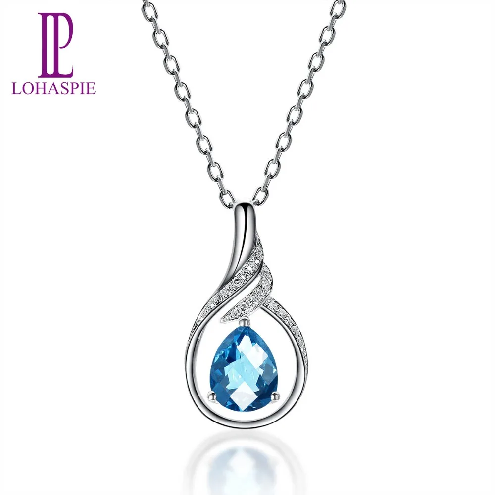 

LP Genuine London Blue Topaz Diamond Jewelry 14K 585 Gold Trendy Gemstone Pendant Fine Stone Jewelry For Gift New