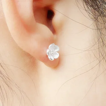 

999 Sterling Silver Earrings Small Flower Korean Stud Earrings For Women 2020 Luxury Jewelry Fashion Handmade Studs Ear Tips