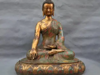 

18'' China Cloisonne Tibetan Buddhism Sakyamuni Buddha Sit Bronze Statue