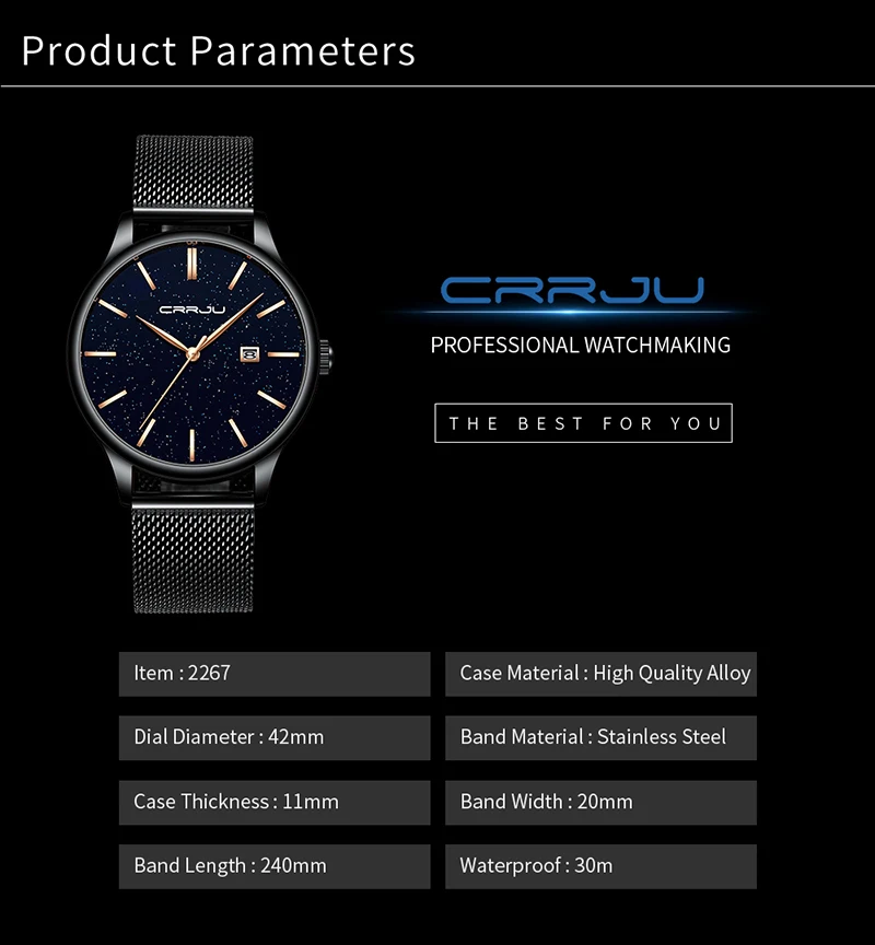 Crrju Men Watch Top Luxury Brand Date Business Starry Sky Mens Watches Stainless Steel Man Wrist Watches reloj hombre 2019 (3)