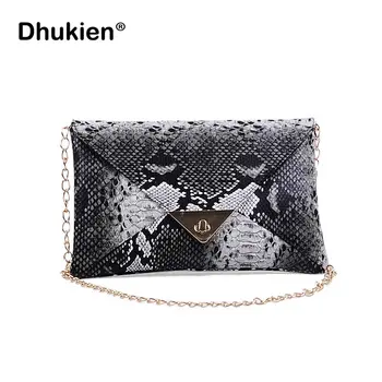 

Fashion Ladies Pu Leather Envelop Clutch Handbag Chain Strap Crossbody Bags Mini Women shoulder Bag Snake Skin Evening Bags 2020