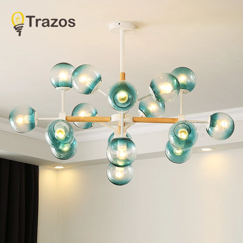 TRAZOS Новая современная светодиодная Люстра для гостиной, спальни, столовой, железная/деревянная домашняя люстра, лампа, осветительная арматура