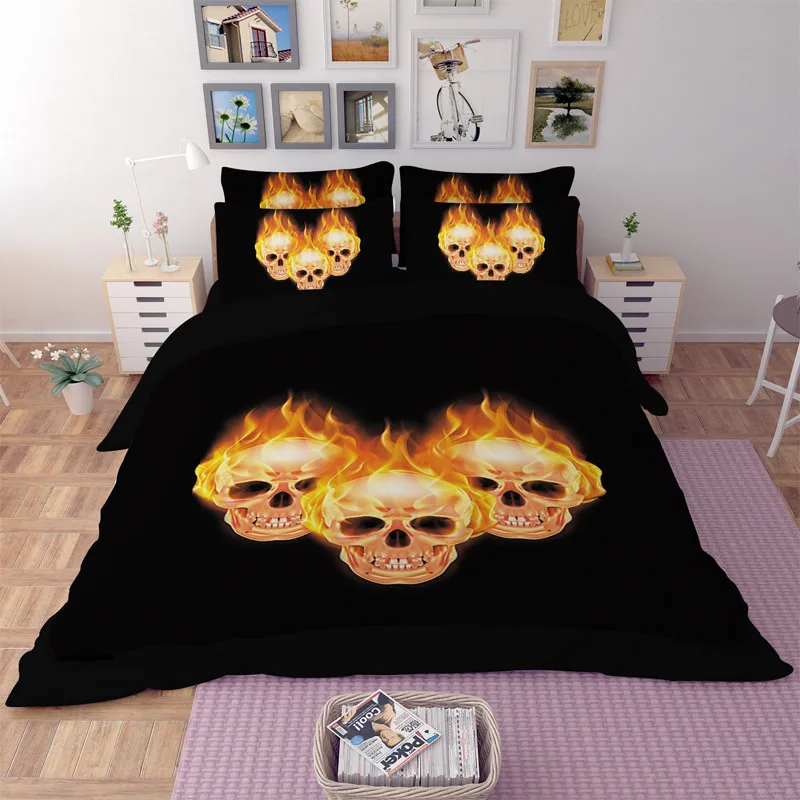 Indian Flaming Skulls fire 3D bedding set Twin full queen king size