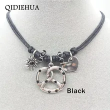 Bavaria блестящее колье из горного хрусталя ожерелье женское модное серебряное ожерелье Pretzel Edelweiss подвеска в форме сердца ожерелье ювелирные изделия