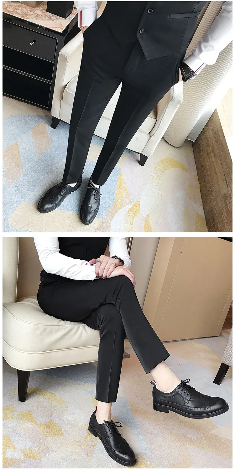 Новинка, мужские костюмные брюки, одноцветные, повседневные, деловые ...