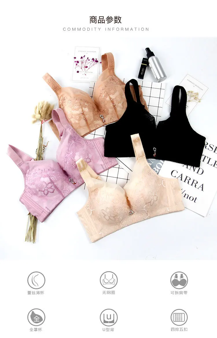 wire free Sponge Underwear women Thin Cup Bras Drooping Bra lingerie porno aesthetic Genuine White sexy Push Intimates Underwire