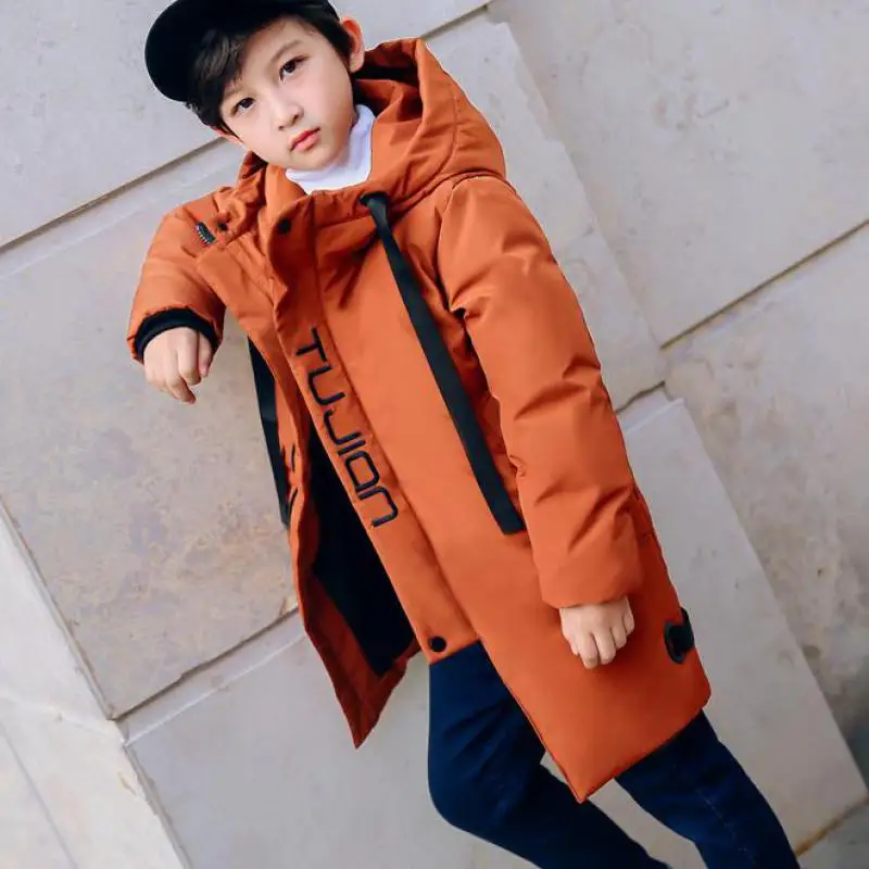 

2018 Winter Big Girls Hood Parkas White Duck Down Long Coat For Girls -30 Degrees Warm Jacket Teenage Toddler Girls Snowsuits