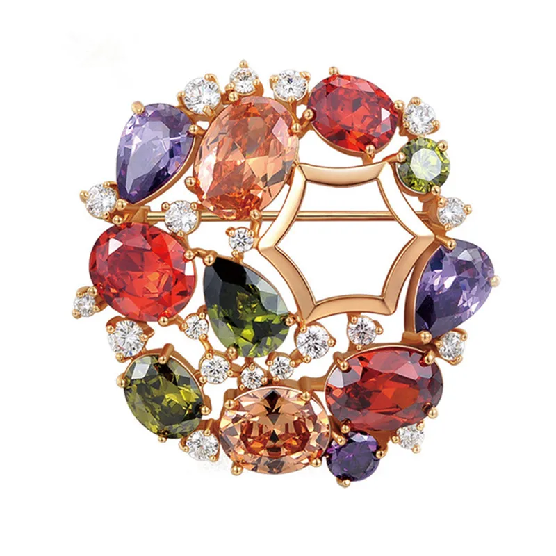 

Champaign Gold or Rose Gold Brooches For Women Fashion Jewelry + Crystal Rhinestone Elegant Dressing Brooch Pin Individual Pack