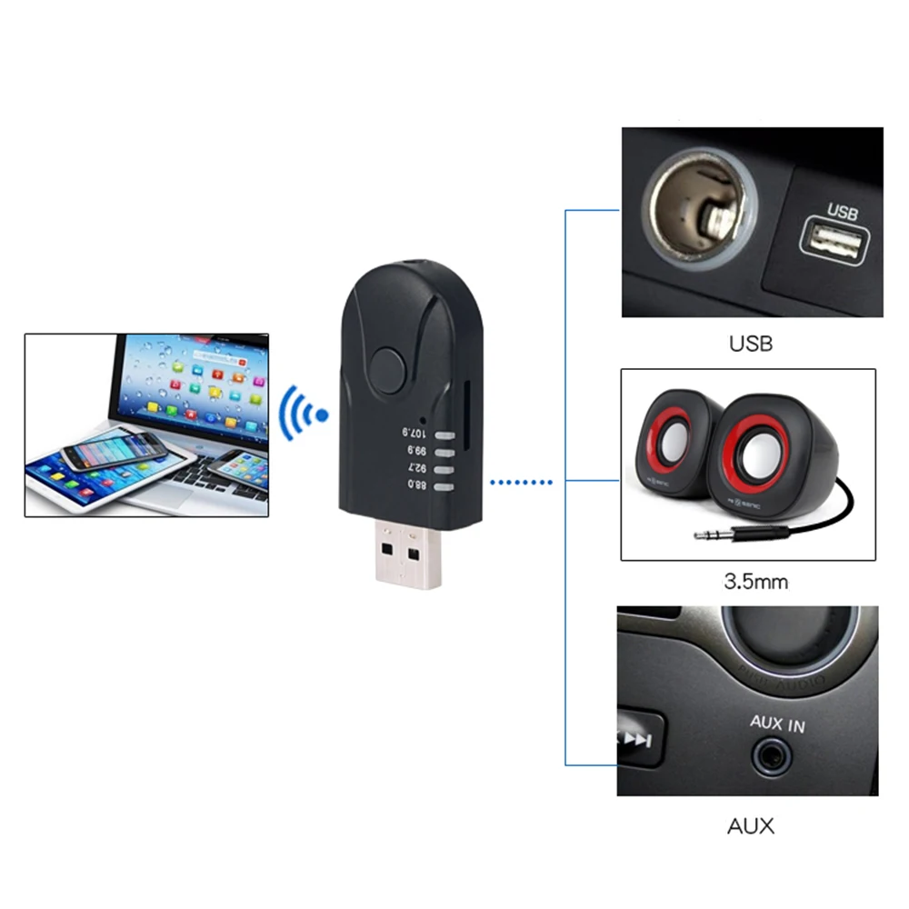 Bluetooth приемник беспроводной USB AUX аудио адаптер для автомобиля Mp3 плеер динамик Громкая связь автомобильный комплект FM модулятор TF музыкальный адаптер 40