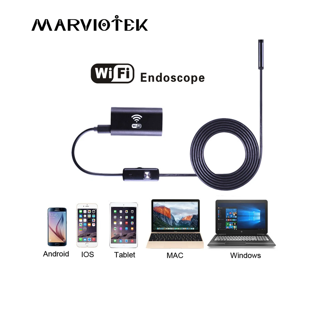 Koop Endoscoop 720 P HD Wifi Endoscoop Camera Android Iphone Borescope 1 2 3.5 5 M USB Waterdichte draadloze Borescope Camera 8mm Lens