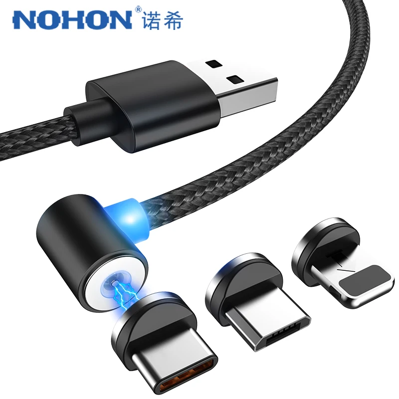 

NOHON Elbow Strong Magnetic 2.1A Charger Cable Lighting For iPhone X Micro USB Type C For Samsung S8 S9 Magnet Charge Cord Line