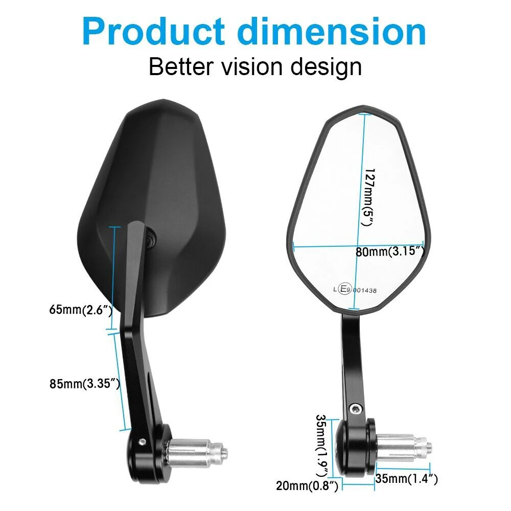 E9 Mark зеркала мотоцикла универсальные 22 мм 7/" Руль конец заднего вида зеркала ЧПУ для Yamaha для BMW для Suzuki для KTM