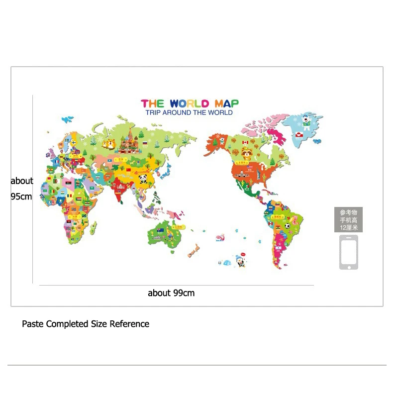Cartoon Animal World Map DIY Vinyl Wall Stickers Kids love Home Decor office Art Decals creative 3D Wallpaper decoration Cartoon Animal World Map DIY Vinyl Wall Stickers Kids love Home Decor office Art Decals creative 3D Wallpaper decoration