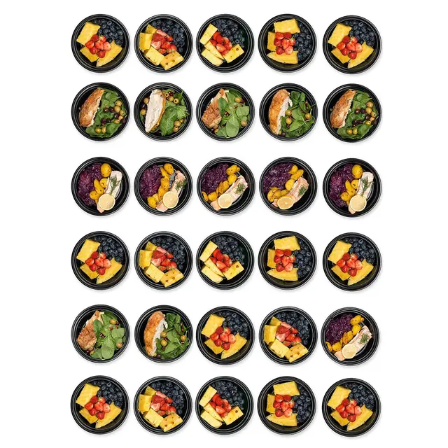 15pcs/set Meal Prep Containers Plastic Food Containers with Lids Outdoor Portable Bento Lunch Box, 1Compartment Round Lunch Box - Image 4