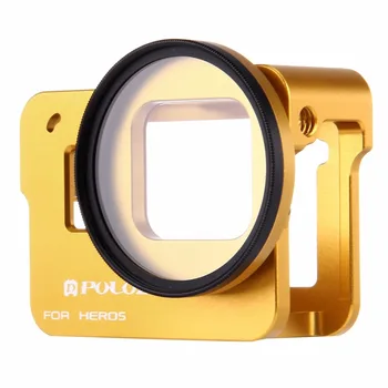 

PULUZ Housing Shell CNC Aluminum Alloy Protective Cage with Insurance Frame & 52mm UV Lens for GoPro HERO5