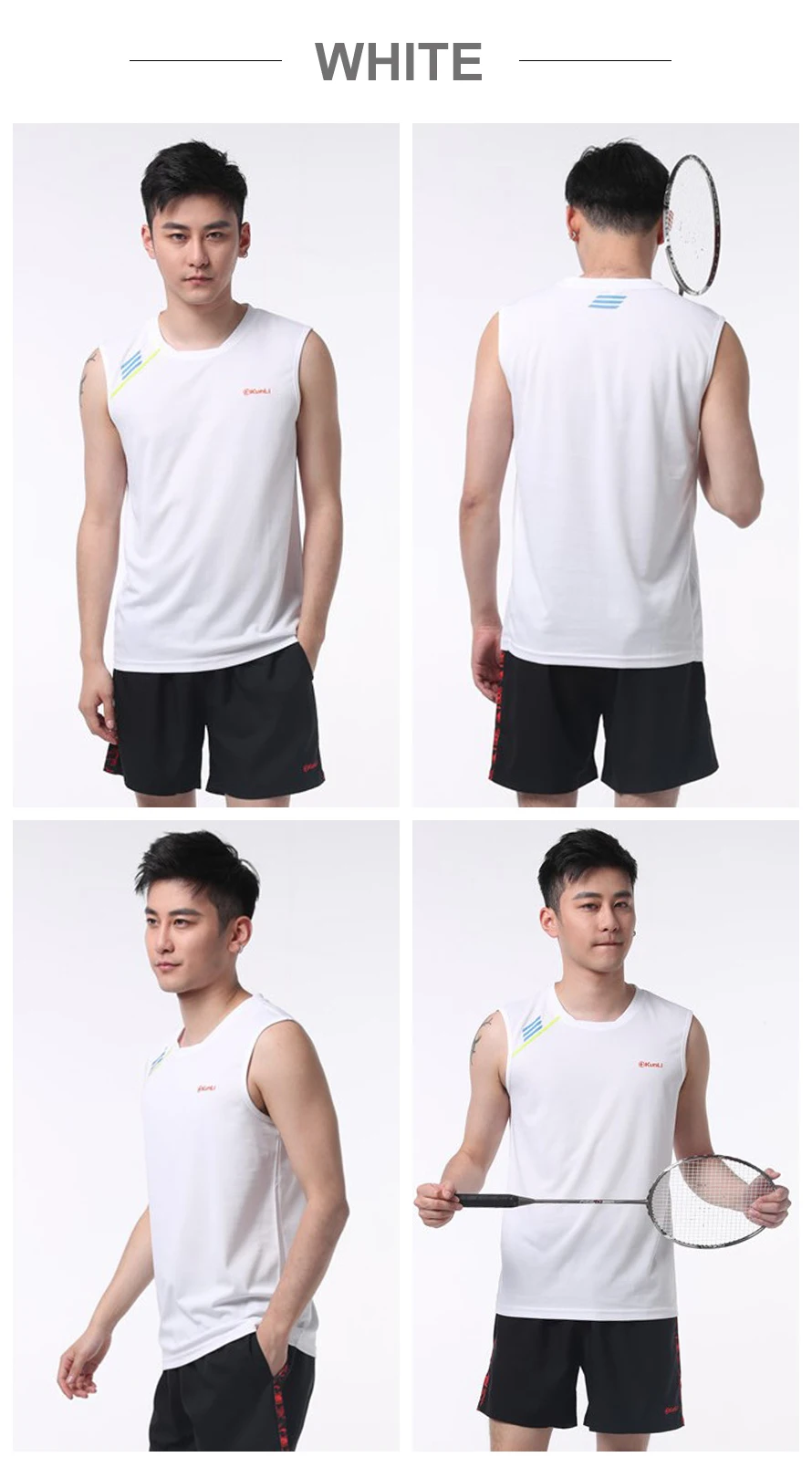 Kunli новая Мужская теннисная рубашка для спорта на открытом воздухе с круглым воротником одежда для бега бадминтона баскетбольная короткая футболка