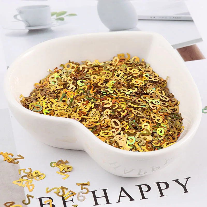 

10g/Pack Ultrathin number Shape Sequins for Nail art PET Color wedding dress mobile phone shell art Manicure Material