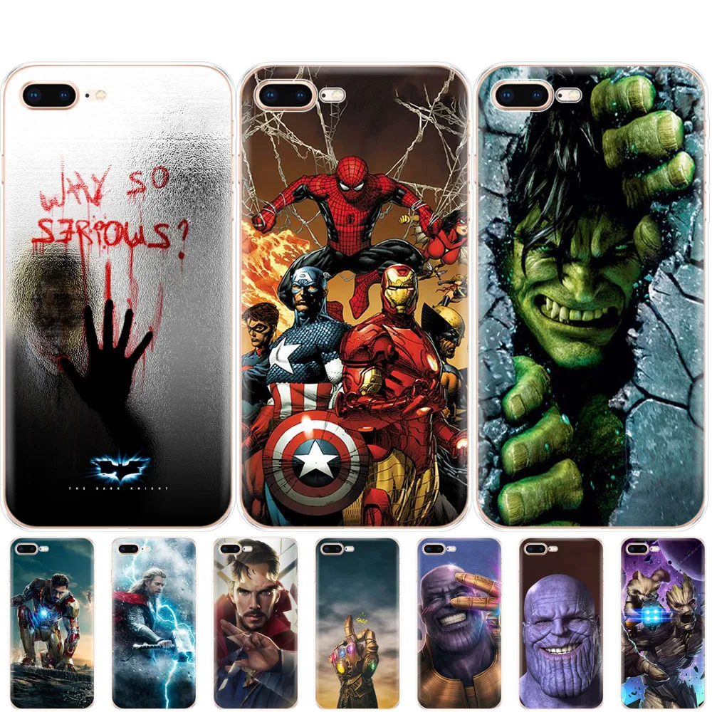 Чехол для iphone 5S, se 4 4S 6s 6 7 8 plus чехол для iphone X XS XR XS MAX чехол Marvel мстители супергерой Капитан Железный человек танос