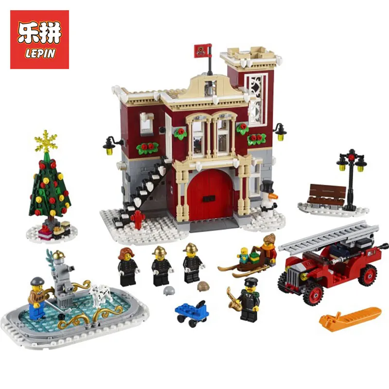 

New Lepin 36014 Compatible Legoing 10263 Creator Series Winter Village Fire Station Building Blocks Bricks Toys Assembled DIY