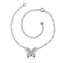 Free Shipping New Arrival!! silver plated bracelet anklets Insets small butterfly bracelet on a leg floating charms