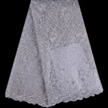 

Latest 2018 Embroidered African Net Lace White Fabric New Arrival French Mesh Lace With Beads French Tulle Lace For Bridal 110