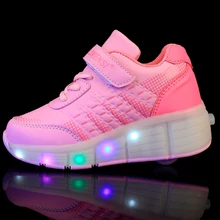 New 2016 Junior Jazzy Heelys Girls/Boys LED Light Shoes, Children Roller Skate Shoes Kids Sneakers With Single Wheels
