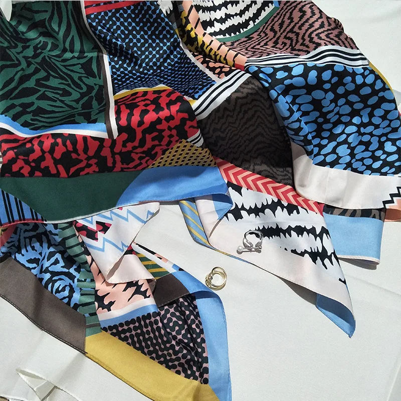 Женский модный Шелковый шарф Камуфляжный узор печать 130 квадратное украшение для шарфа головной убор подарок платок высокое качество шаль
