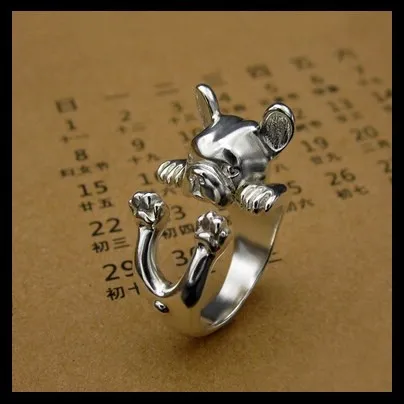 Кольцо с французским бульдогом свободный размер хиппи животное кольцо с дизайном «бульдог» ювелирные изделия для любителей домашних животных