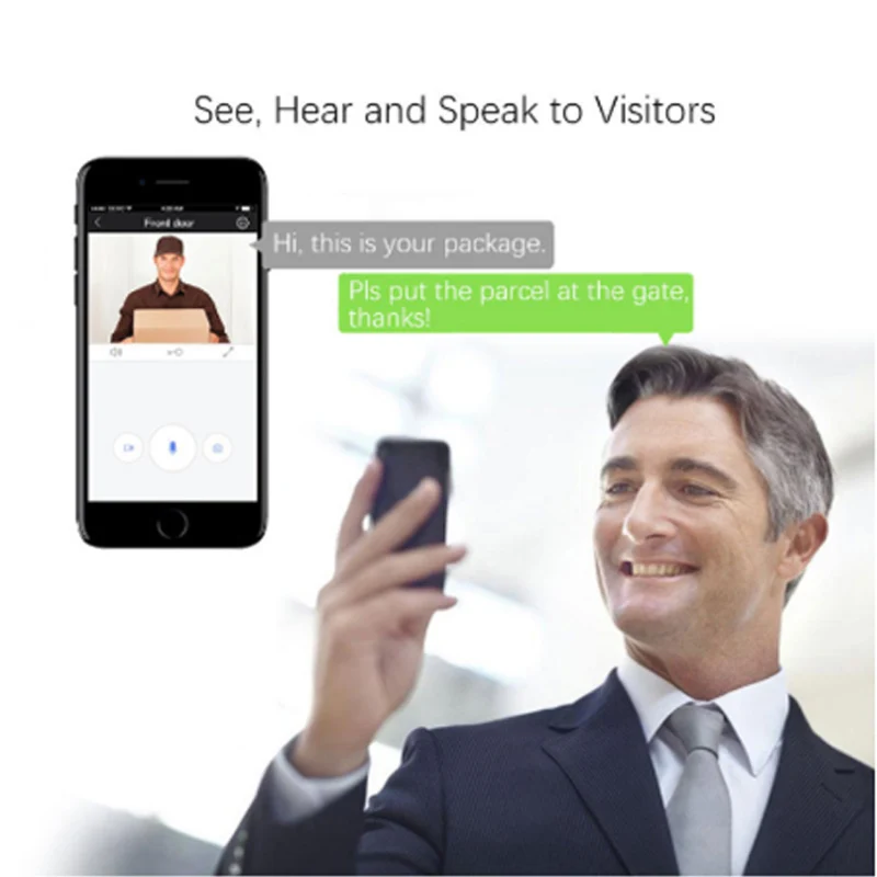 Smart Wireless WiFi Security Eye Door Bell Visual Recording Remote Home Monitor Night Vision Video Intercom Phone Call Doorbell