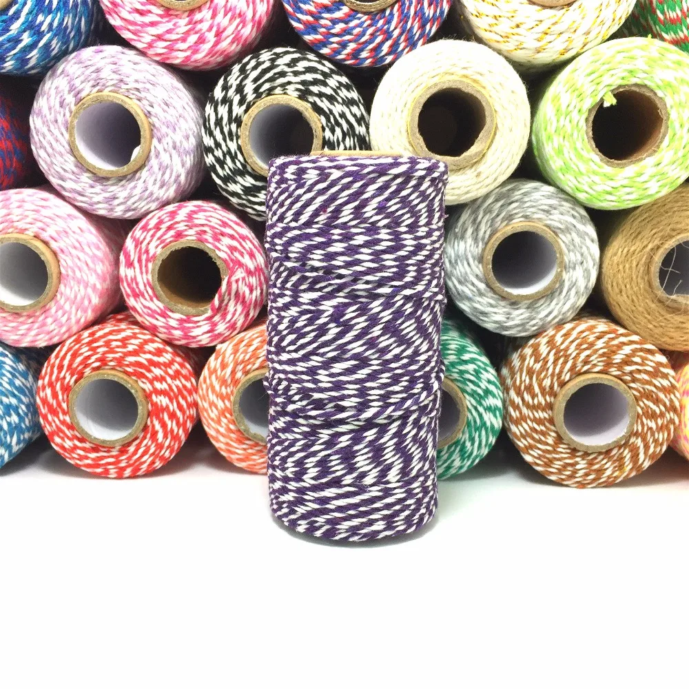 ZERZEEMOOY 8ply 1~1.5mm 100yard/spool Cotton Bakers Twine Mix Baker's Twine Gift Packing for Crafting craft 24 COLOUR