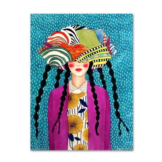 Абстрактная девушка волосы цветок птица настенная живопись на холсте винтажная Скандинавская печать плакатов настенные картины для гостиной без рамы - Цвет: G