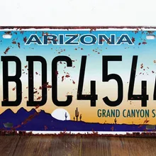 XDCP-035 винтажный номерной знак "Аризона BDC4544" настенное Искусство ремесло таблички и знаки автомобиля железо для бара домашний декор 15X30 см