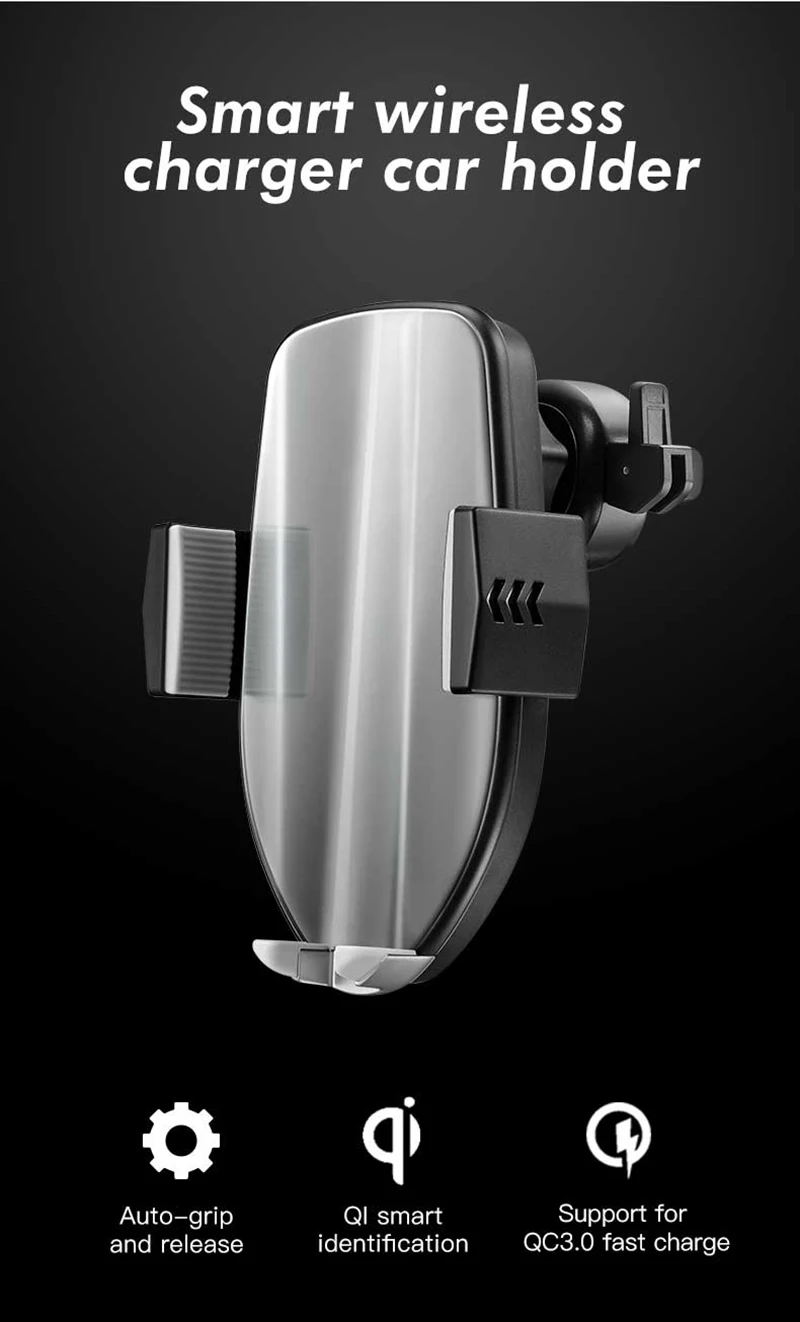 01Qi Charging Holder Fast Charging Car Wireless Mobile Phone Charger 