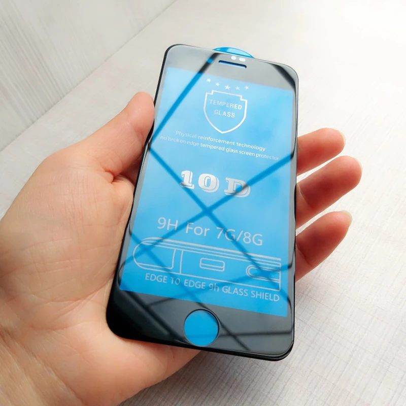 10D Vollständige abdeckung schutz glas für iphone 6 6 S 7 8 plus X XR XS MAX glas auf iphone 7 8 6