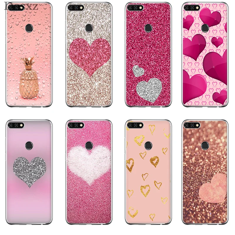 

Phone Case Cover Sequins Heart Shape For Honor Note 6A 6C 7A Pro 7C 7X 8X 9 10 Lite Play