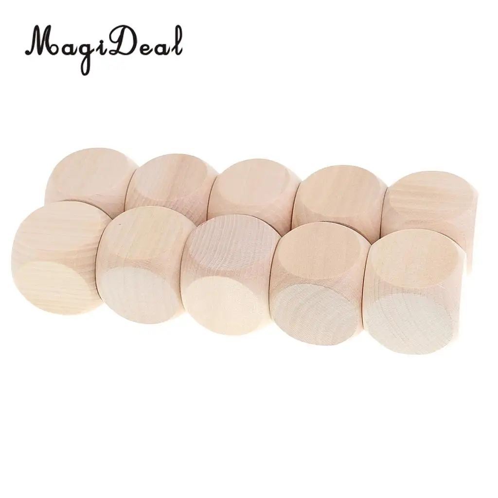 Set of 10Pcs 4cm/1.57'' Wooden Blank Dices D6 Dice for D&D for RPG for MTG Party Board Games Children Kids DIY Toys