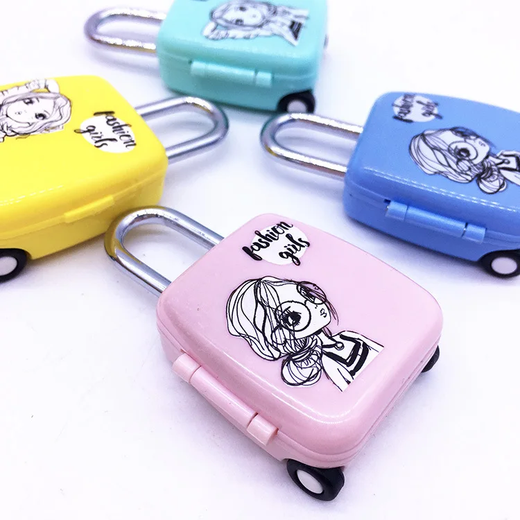 

Cartoon creative suitcase styling three-digit password lock Children's mini gym small suitcase padlock