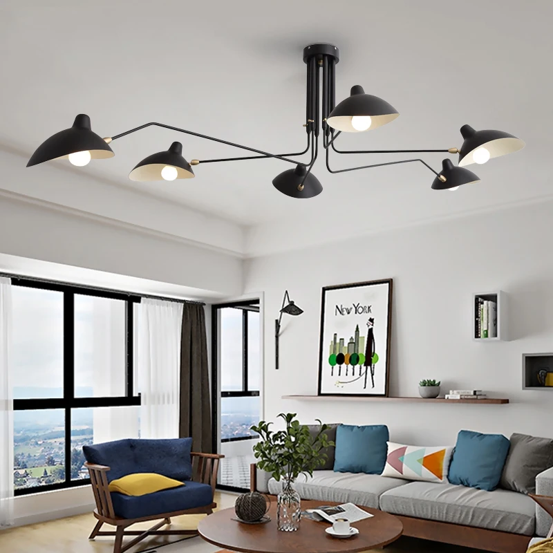 lustre chandelier lighting modern lustres loft nordic black duckbill adjustable led bulbs chandeliers home decor lampadari | Лампы и
