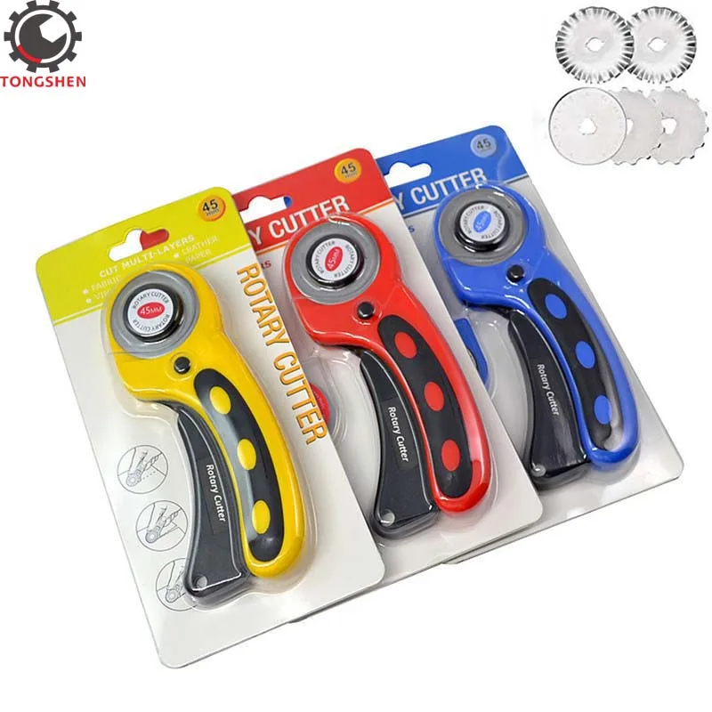 

45mm Rotary Cutter With Rotary Cutter Blades for Cutting Fabric Paper Leather Quilters Sewing Quilting Fabric Cutting Craft Tool