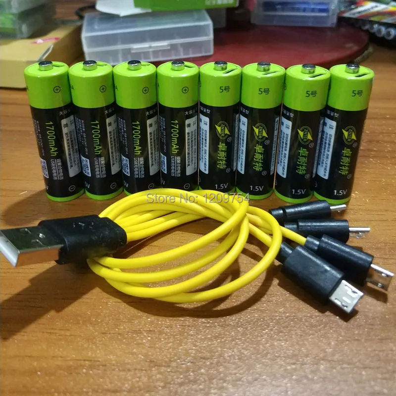 ZNTER 2550mwh 1,5 V USB AA 1700mAh литий-полимерный литий-ионный аккумулятор usb 2 часа Быстрая зарядка