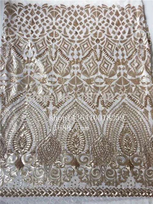 

Embroidered new lace fabric CA407 african sequins lace fabric for wedding dress 2016 french tulle lace fabric Elastic Lace 5y