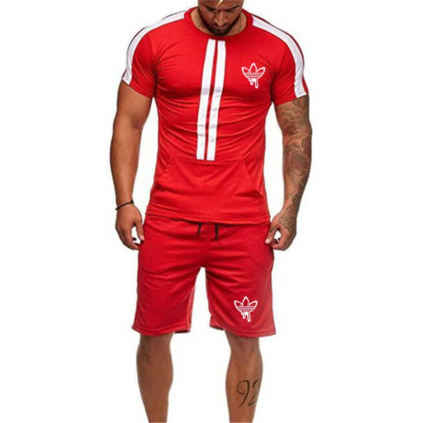

New Men's Summer Sportswear Gym Fitness Training Clothing Jogging Homme Sets Running Sports Wear Short paragraph Sets