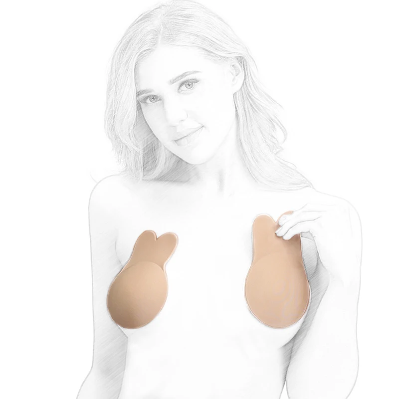 

VIP Drop 1 Pair Women Self Adhesive Push Up Bra Crop Top Silicone Nipple Cover Stickers Women Invisible Bra Strapless Rabbit Bra