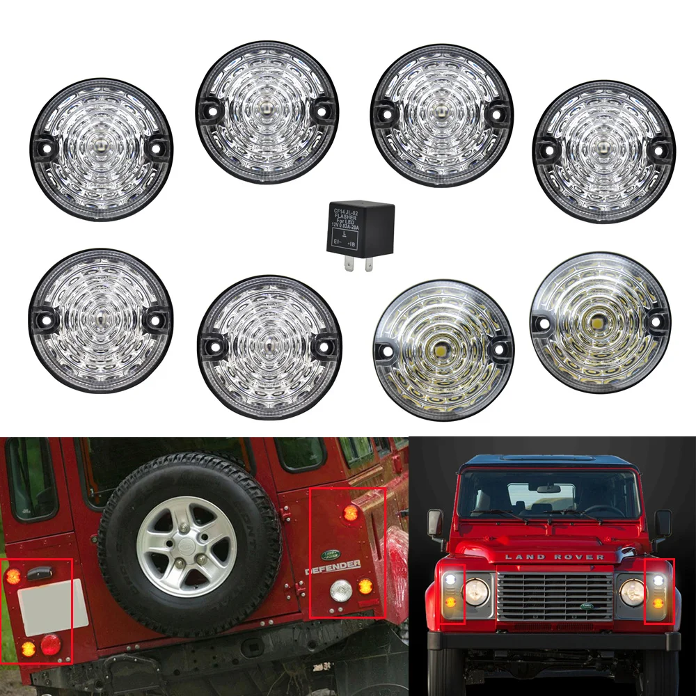 US $103.99 For Defender 90110 Led Light Update Kits Amber Indicator Sidemarker Red Rear Stop Tail Light White Front Position LampsFront P