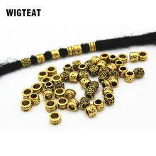 5 шт./10 шт. ретро сплав грязный Плетеный волос кольца волос манжеты дредлок зажимы Приблизительно 6 мм/5 внутреннее отверстие химическое наращивание волос Accessores