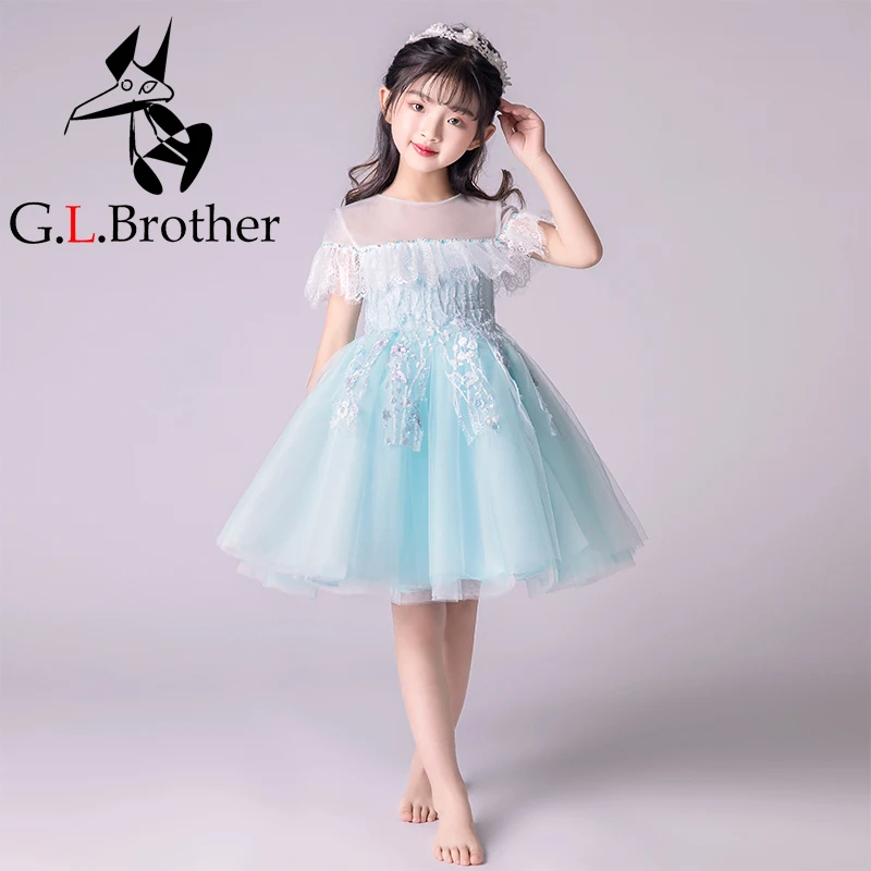 

Sweet Princess Dresses For Girls Clothes Tulle Children's Costume For Kid Prom Gown Embroidery Girl Teenagers Evening Dress S96