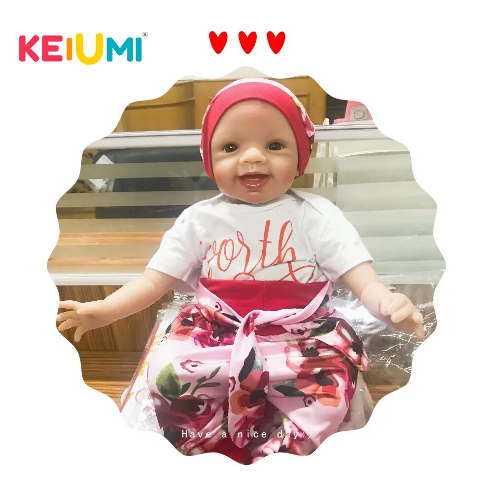 

KEIUMI New Design 22 Inch Reborn Baby Doll Cloth Body Realistic Fashion Princess Baby Doll Toy For Children's Day Kid Xmas Gifts